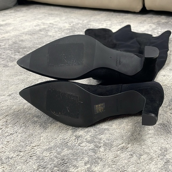 New Stuart Weitzman Heeled Pointed Toe Over The Knee Boots Black Suede Sz 4 - Picture 8 of 12